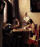 Pieter de Hooch Soldiers Playing Cards oil painting on canvas